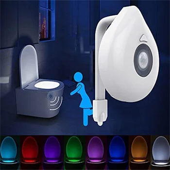 LED Tualetes Gaismas PIR Kustības Sensoru Nakts Lampiņa 8 Krāsas, fona Apgaismojums WC, Tualetes poda Sēdekļa Vannas Nakts gaisma Bērniem