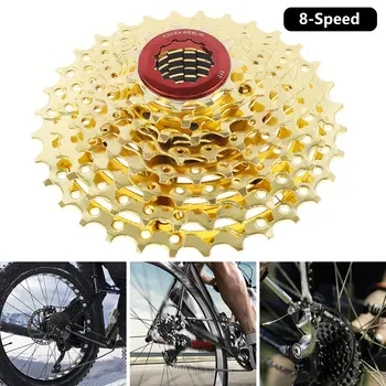 MTB velosipēdu 8 Ātrumu Kasete 11-13-15-18-21-24-28-32T Viegls Zelta Ceļu Velosipēds Kasetes Tērauda Ātrumu Kasete ar Velosipēdu Aksesuāru